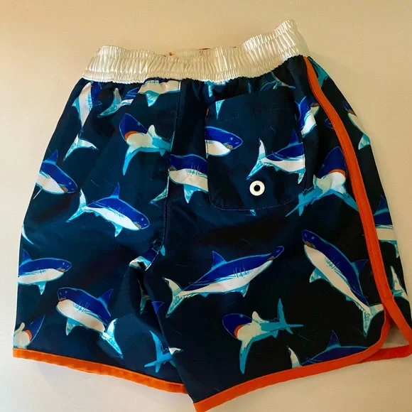 Wonder Nation 2T Navy Shark Print Swim Trunks. Like new condition. - Picture 2 of 5